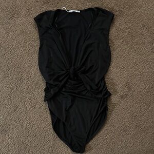 Zara Black Knotted Bodysuit